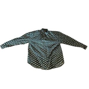 Eddie Bauer Green and White Casual Button Down Shirt